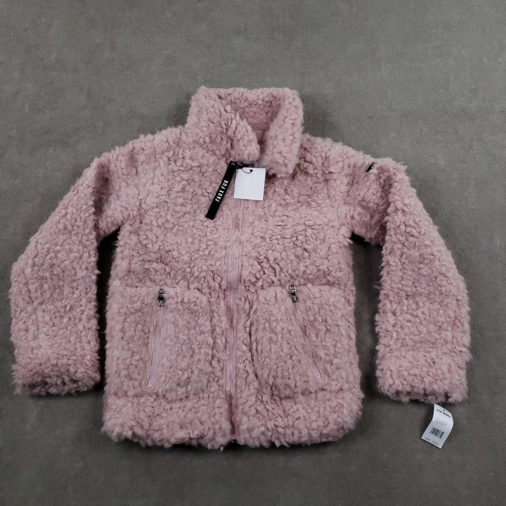 Steve Madden Jacket Girls Large‎ 14/16 Rose Tan Faux Fur Sherpa Zip Coat Warm